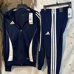 adidas Navy and White Three-Stripe Track Jacket & Pants